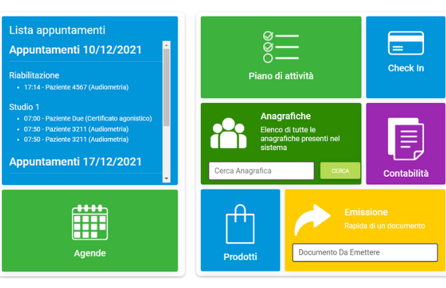 Software studio medico con dashboard